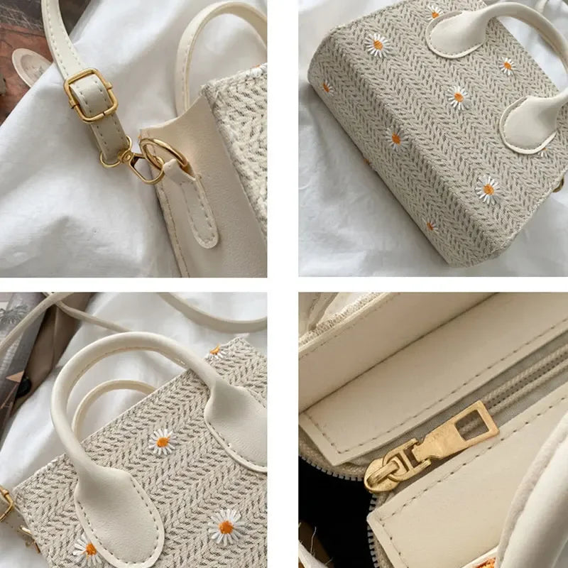 Elena – Handtasche mit Blumenmuster strukturiertem Finish und Griffen