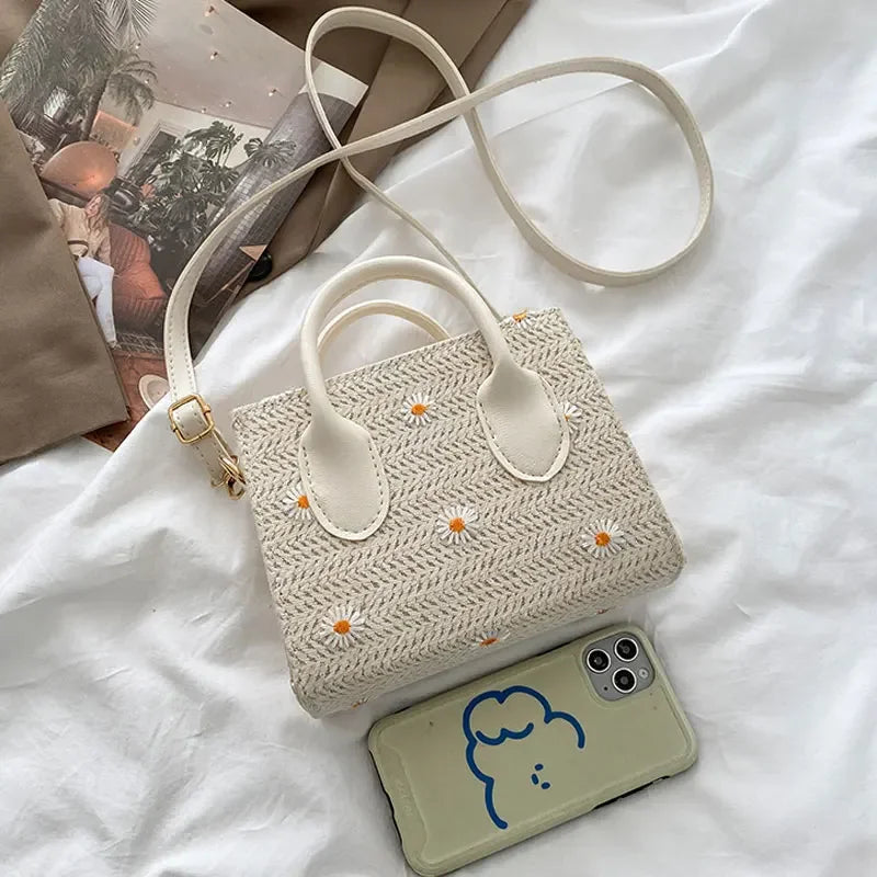 Elena – Handtasche mit Blumenmuster strukturiertem Finish und Griffen