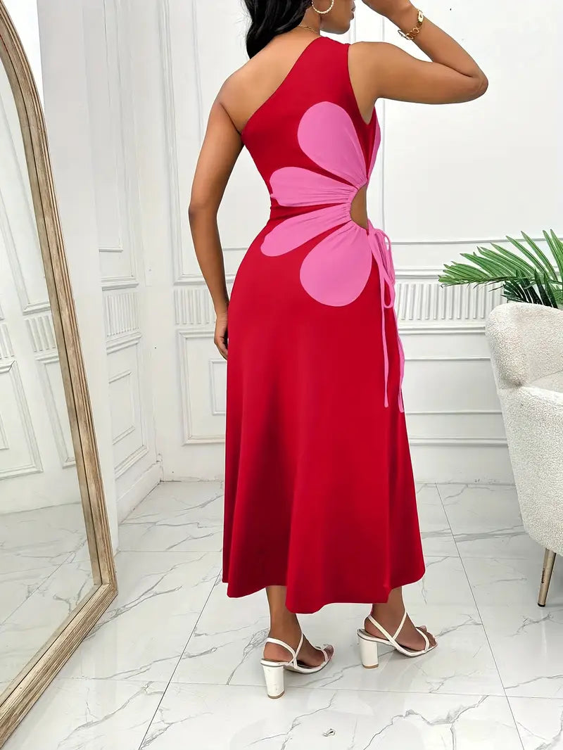 Wendla – Modisches Eine Schulter Kleid mit Blumenprint