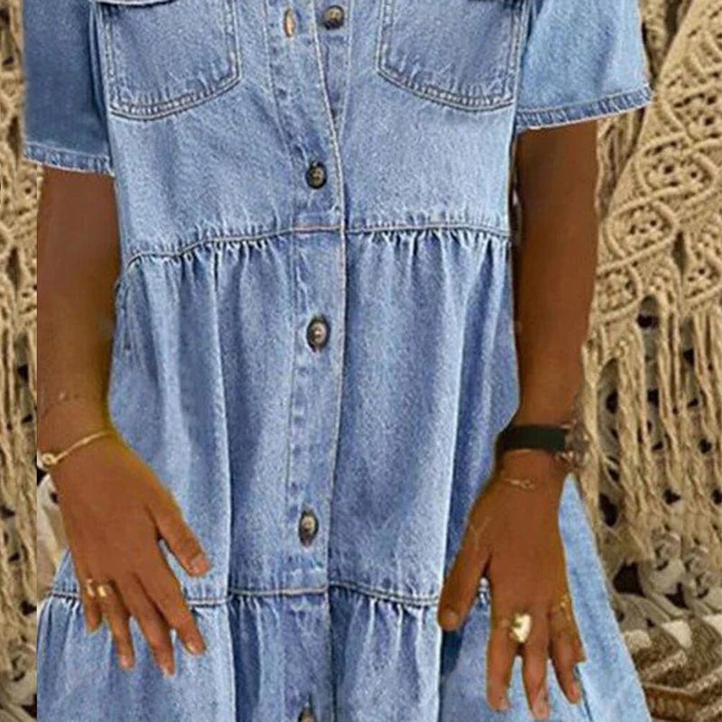 Lily - Denim Kleid Mit Rüschen