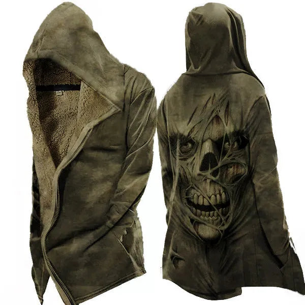 Axel - Langärmelig Kapuze Jacke Mit Weinlese Schädel Drucken