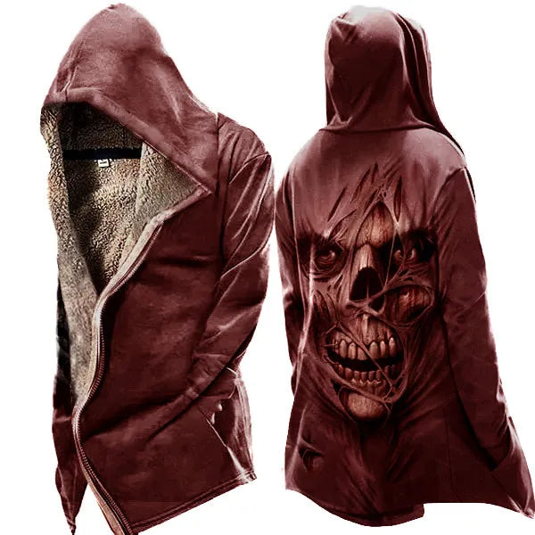 Axel - Langärmelig Kapuze Jacke Mit Weinlese Schädel Drucken