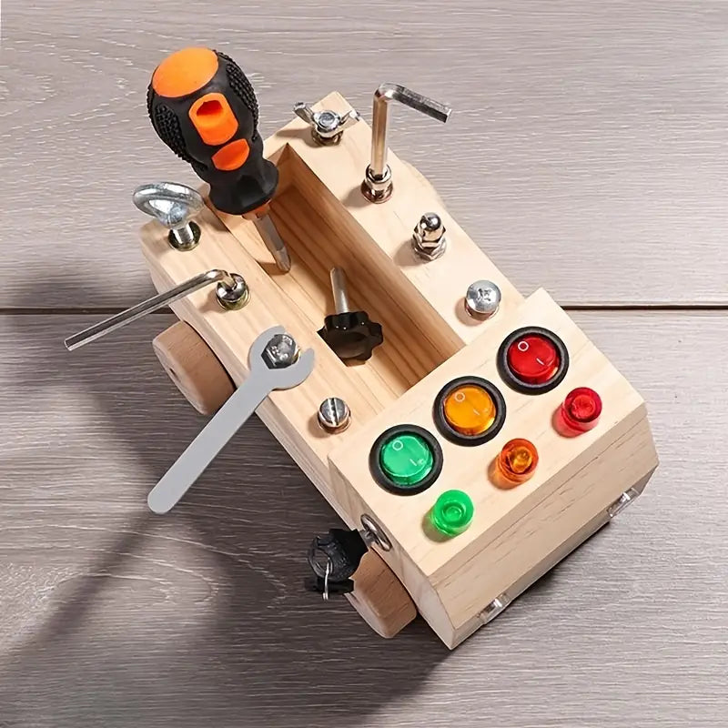 SkillSpark - Montessori Busy Board Interaktive LED Schalter und Werkzeugset