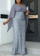 Zarine – Stilvolles Slim Fit Kleid mit V Ausschnitt ausgestellten Ärmeln und Schlitz Rückseite