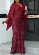 Zarine – Stilvolles Slim Fit Kleid mit V Ausschnitt ausgestellten Ärmeln und Schlitz Rückseite