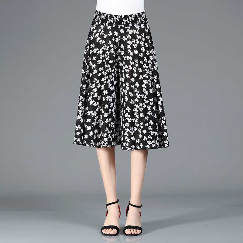 Zaina – Lässige Hose mit weitem Bein und Blumenmuster und hohem elastischem Bund