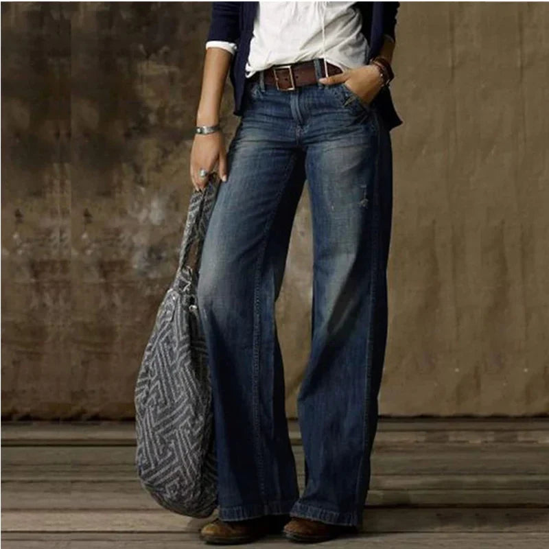Marlene - Elegante knöchellange Hose mit weitem Bein lockerem Sitz und Taschen
