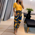 Emma – Zweiteiliges Set mit kurzärmliger Bluse mit V-Ausschnitt und bedruckter Hose