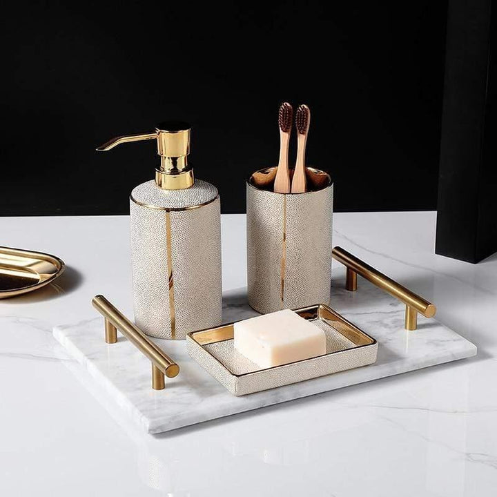 AuraSet – Modernes Badezimmer Accessoire Satz mit Spender Halter und Schale