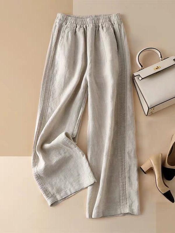 Zamina – Locker sitzende Hose mit elastischem Bund Taschen und weitem Bein