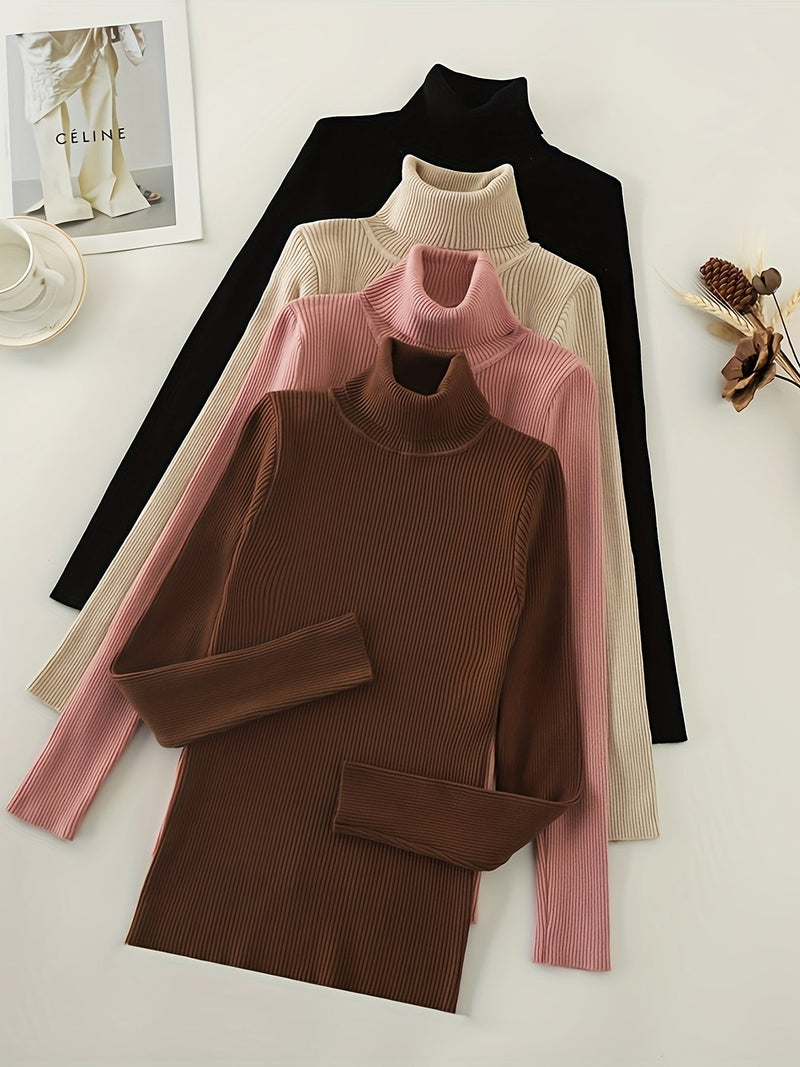 Mia - Bequem Langärmelig Rollkragenpullover