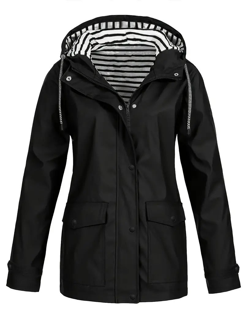 Emma - Langärmelig Wasserdicht Kapuze Jacke Mit Taschen