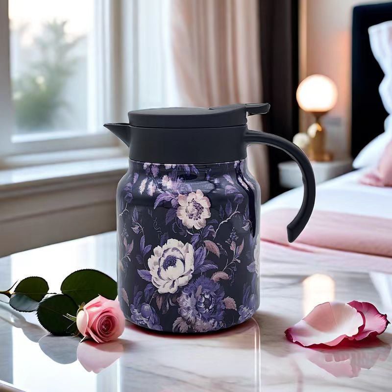 TeaGlide - Tee Thermoskanne mit floralem Vintage Muster und langanhaltender Wärmespeicherung