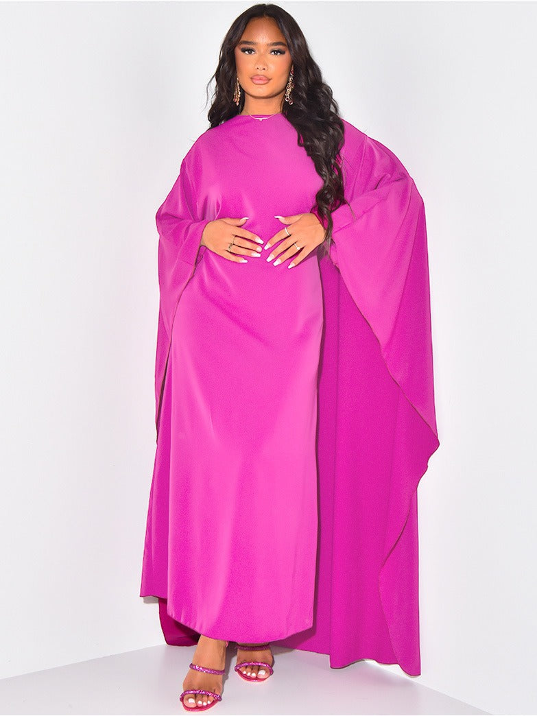 Rhea – Lässiges Cape-Ärmel-Kleid  Mit hohem Halsausschnitt und bodenlanger Länge