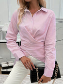 Zandra - Lässiges gestreiftes Langarmhemd mit Knöpfen