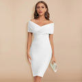 Blanca – Elegantes schulterfreies Schlanke Passform Midikleid mit Reißverschluss auf der Rückseite
