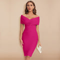 Thalia - Modisches schulterfreies Midikleid mit V Ausschnitt und schmaler Passform