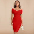 Blanca – Elegantes schulterfreies Schlanke Passform Midikleid mit Reißverschluss auf der Rückseite