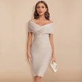 Blanca – Elegantes schulterfreies Schlanke Passform Midikleid mit Reißverschluss auf der Rückseite