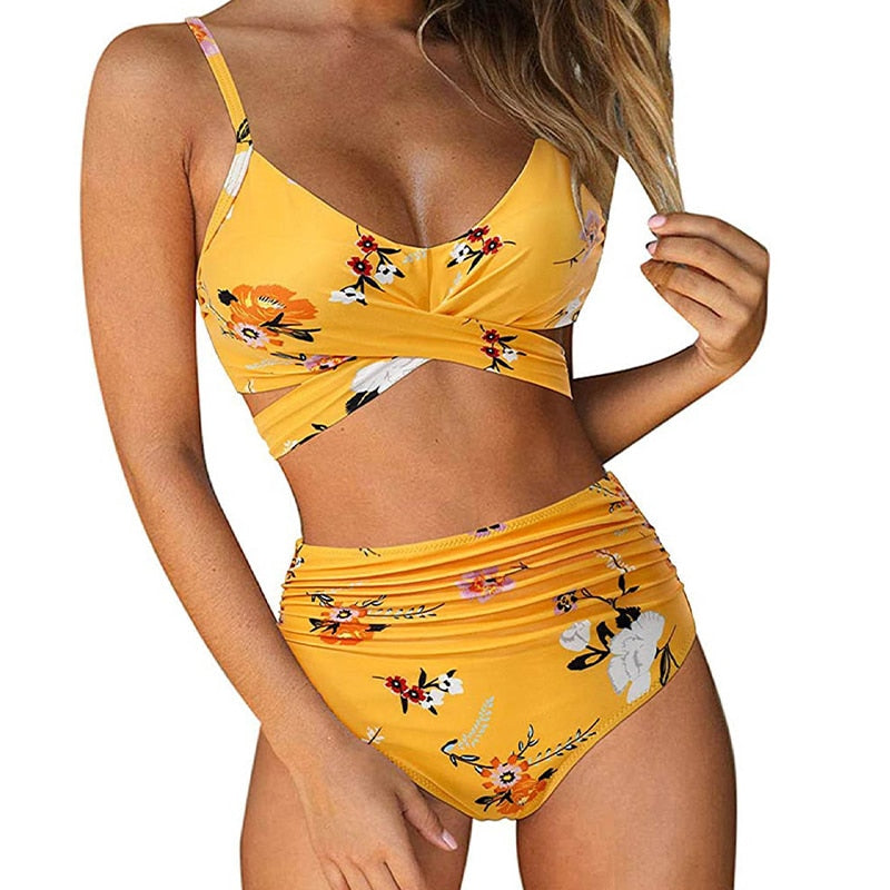 Elina – Stylisches Hohe Taille Bikini Satz mit Blumenprint