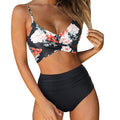 Elina – Stylisches Hohe Taille Bikini Satz mit Blumenprint
