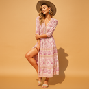 Viktoria – Stylisches bedrucktes Kleid mit V Ausschnitt und langen Ärmeln