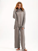 Lina - Langärmelig Pullover Weites Bein Hosen Gestrickt Zweiteiliges Satz