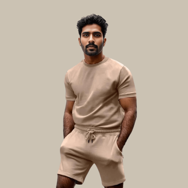 Smith – Elegantes Zweiteiler-Set mit Kurzarm-T-Shirt und Shorts mit Kordelzug und Seitentaschen