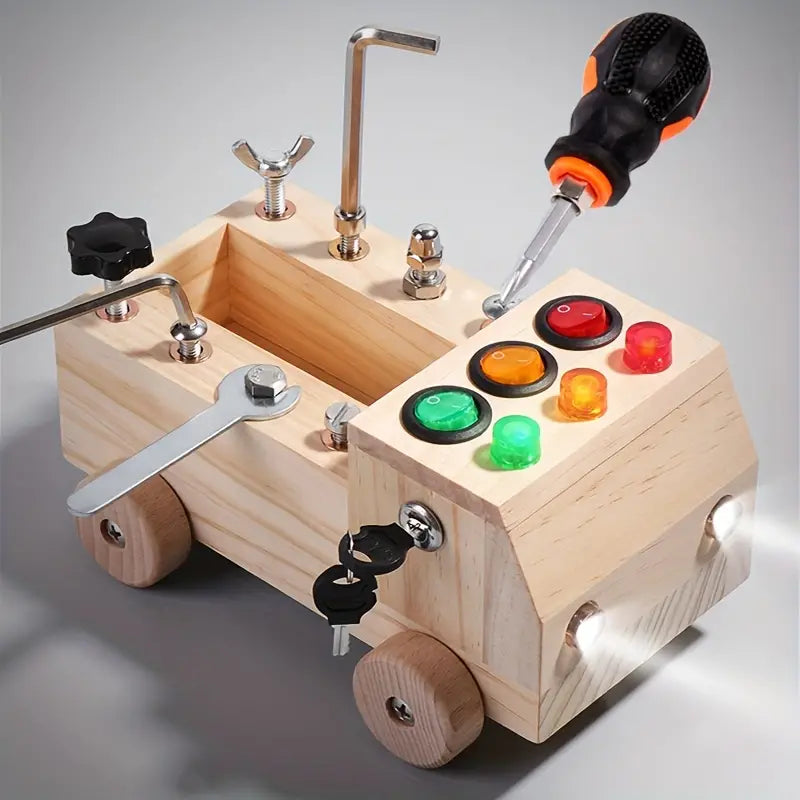 SkillSpark - Montessori Busy Board Interaktive LED Schalter und Werkzeugset
