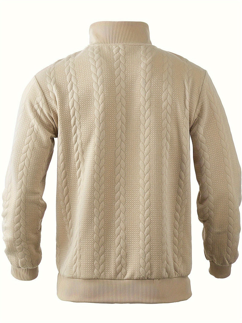 Klaus - Warmer langärmeliger Halber Reißverschluss Strickpullover