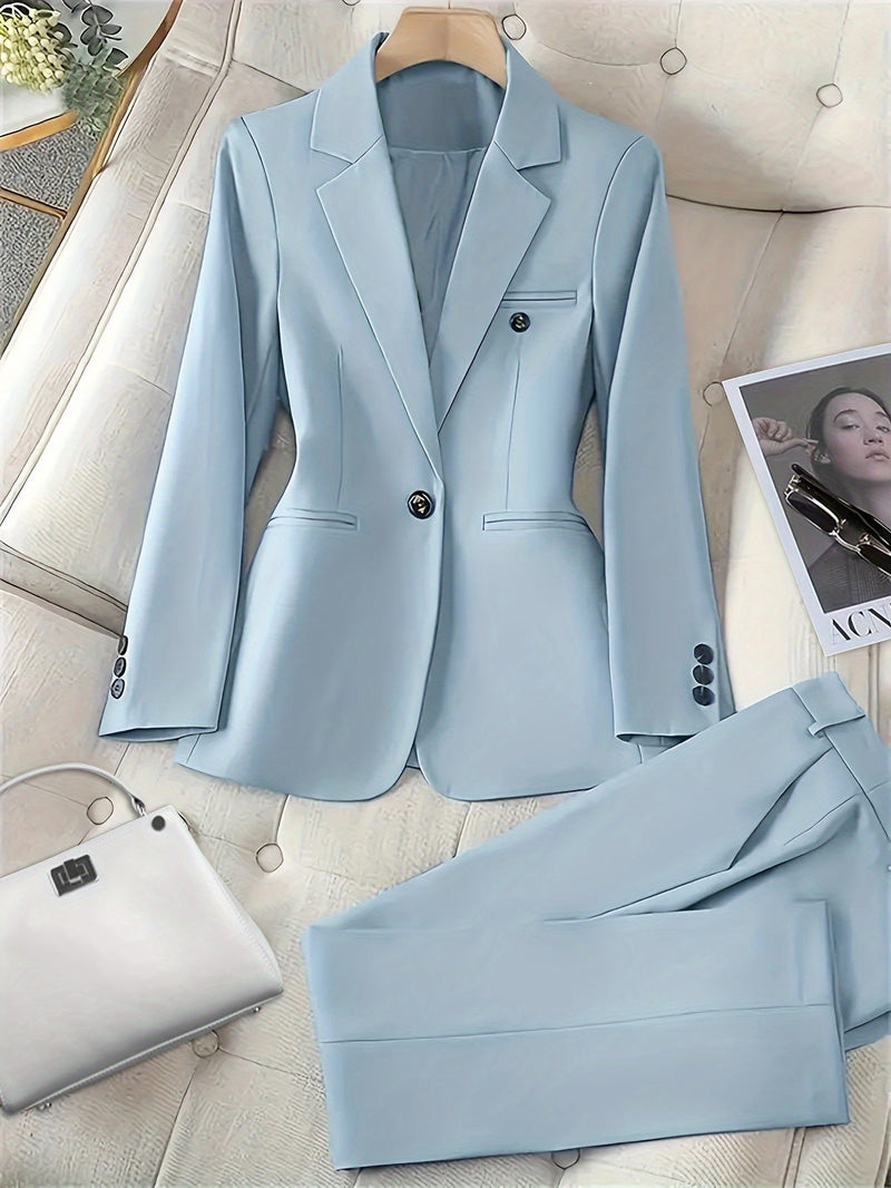 Mina - Reverskragen Blazer Hohe Taille Hosen Zweiteiliges Set