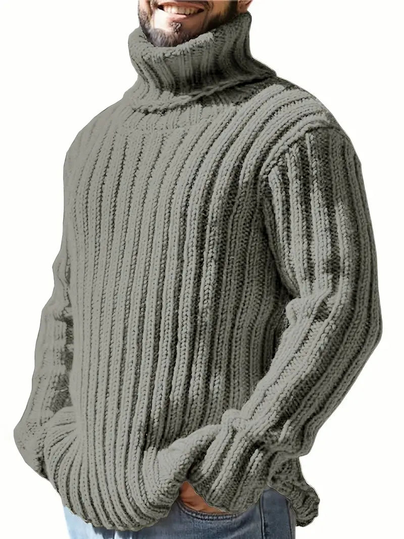 Henry - Langärmeliger Dickes Stricken Rollkragenpullover