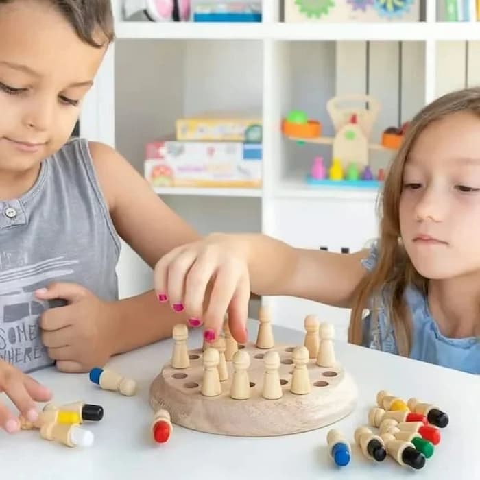 BrainPlay - Holz Memory Streichholz Schachspiel für Spaß und Geschicklichkeitsentwicklung
