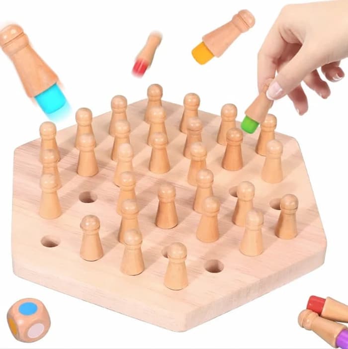 BrainPlay - Holz Memory Streichholz Schachspiel für Spaß und Geschicklichkeitsentwicklung
