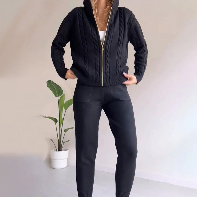 Hannah - Langärmeliger Pullover Mit Schlanke Hosen Handbesticktes Zweiteilig Satz