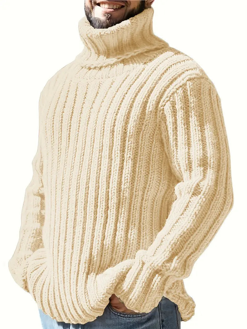 Henry - Langärmeliger Dickes Stricken Rollkragenpullover