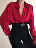 Aria - Elegante langärmelige Bluse mit lockerer Passform und Knöpfen