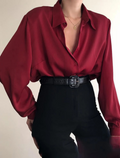 Aria - Elegante langärmelige Bluse mit lockerer Passform und Knöpfen