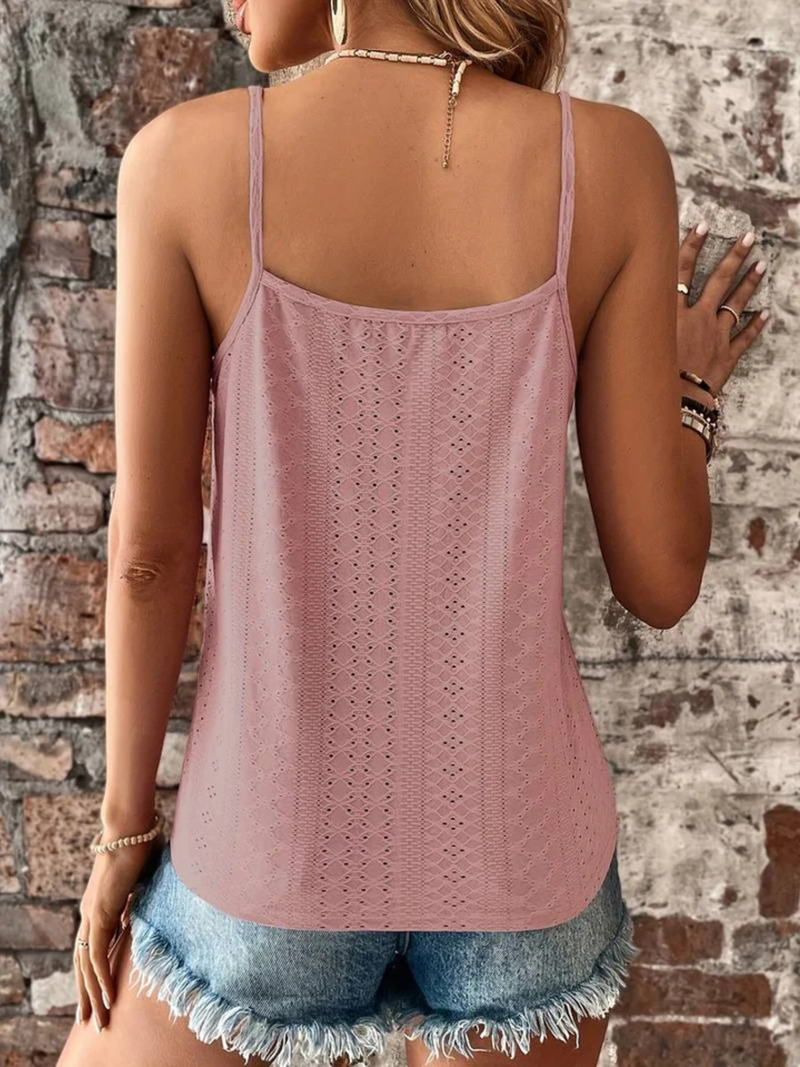 Alwina - Elegantes ärmelloses Top mit Spitzenbesatz und Spaghetti Trägern