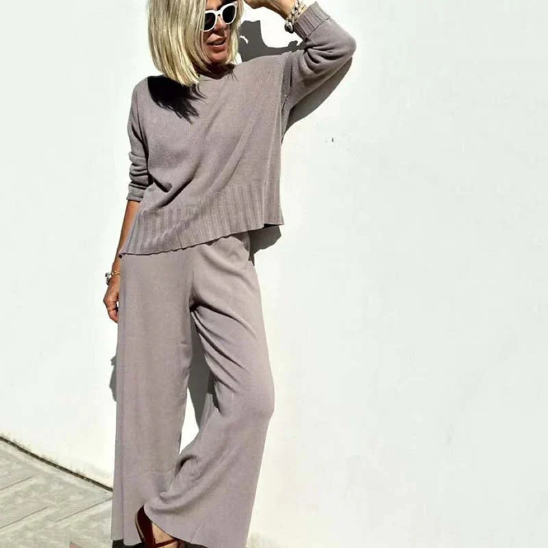 Barbara - Langärmeliger Pullover mit weiten HosenbeinenZweiteiliges Set
