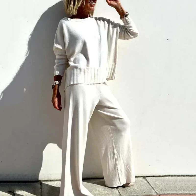 Barbara - Langärmeliger Pullover mit weiten HosenbeinenZweiteiliges Set