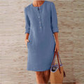 Alida - Modisches langärmeliges Shirtkleid mit Rundhalsausschnitt und Knöpfen