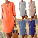 Alida - Modisches langärmeliges Shirtkleid mit Rundhalsausschnitt und Knöpfen