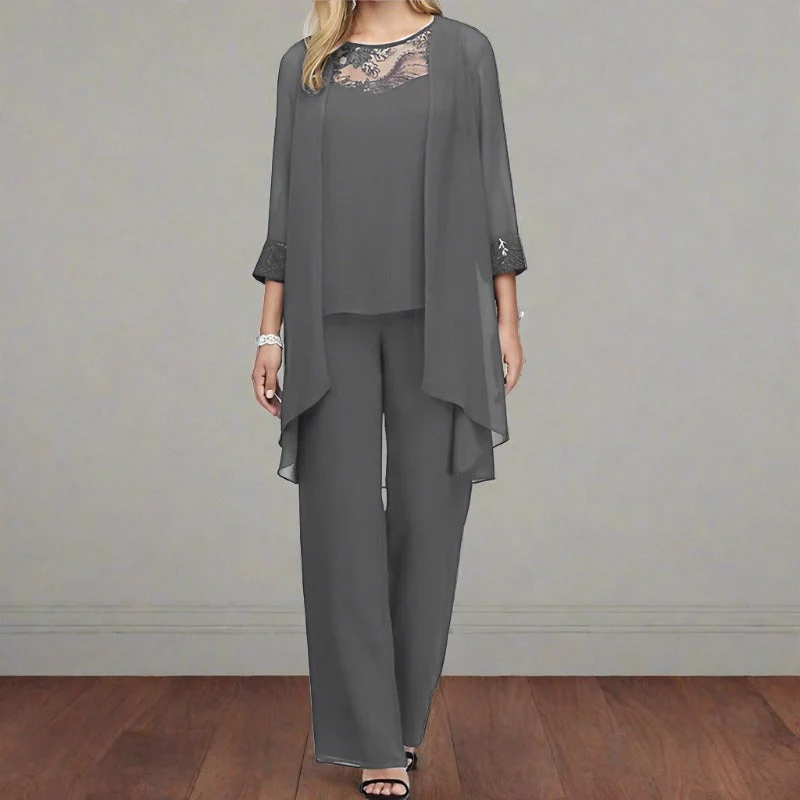 Aenne - Lässiges 3 teiliges Set mit langen Ärmeln und weiten Hosenbeinen für einen luxuriösen Look