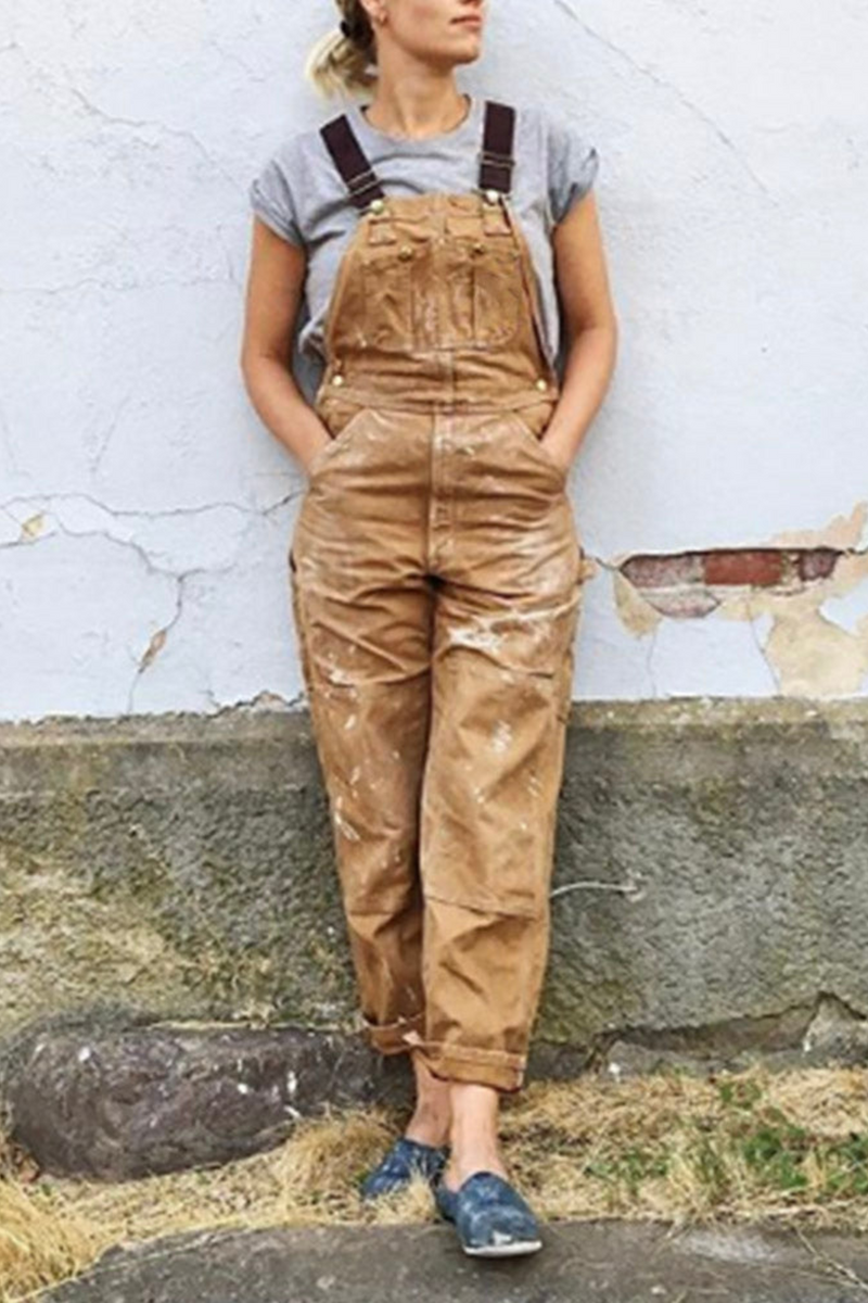 Mila - Locker geschnittener Overall mit hoher Taille und geraden Hosenbeinen