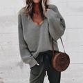 Ariadne - Lässiger Pullover mit V Ausschnitt und lockerer Passform und Langarm