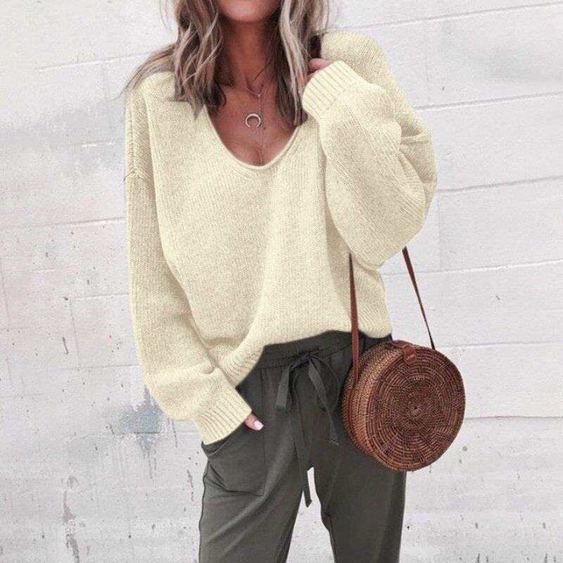 Ariadne - Lässiger Pullover mit V Ausschnitt und lockerer Passform und Langarm