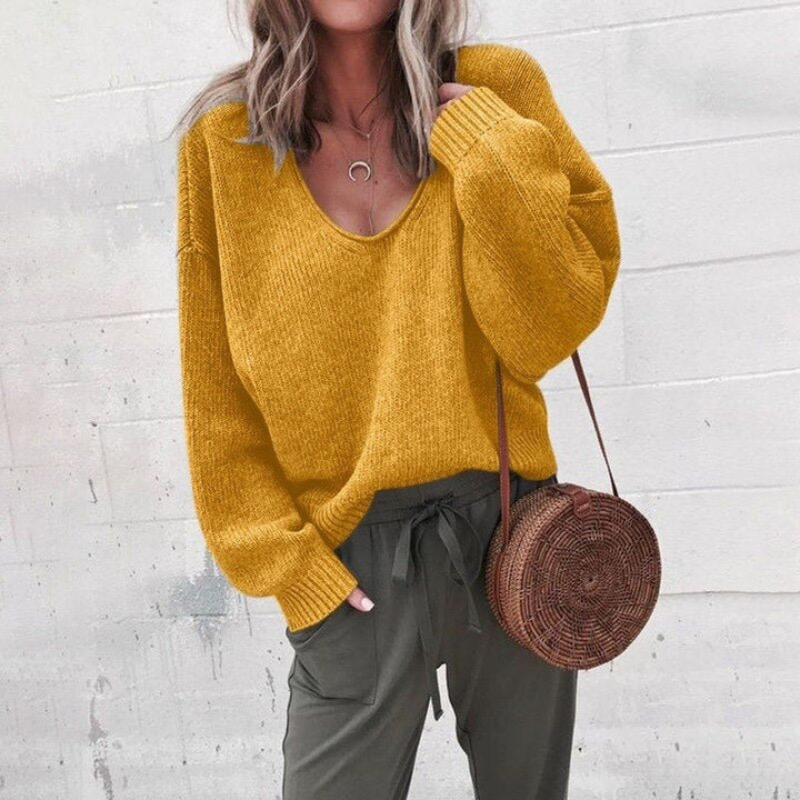 Ariadne - Lässiger Pullover mit V Ausschnitt und lockerer Passform und Langarm