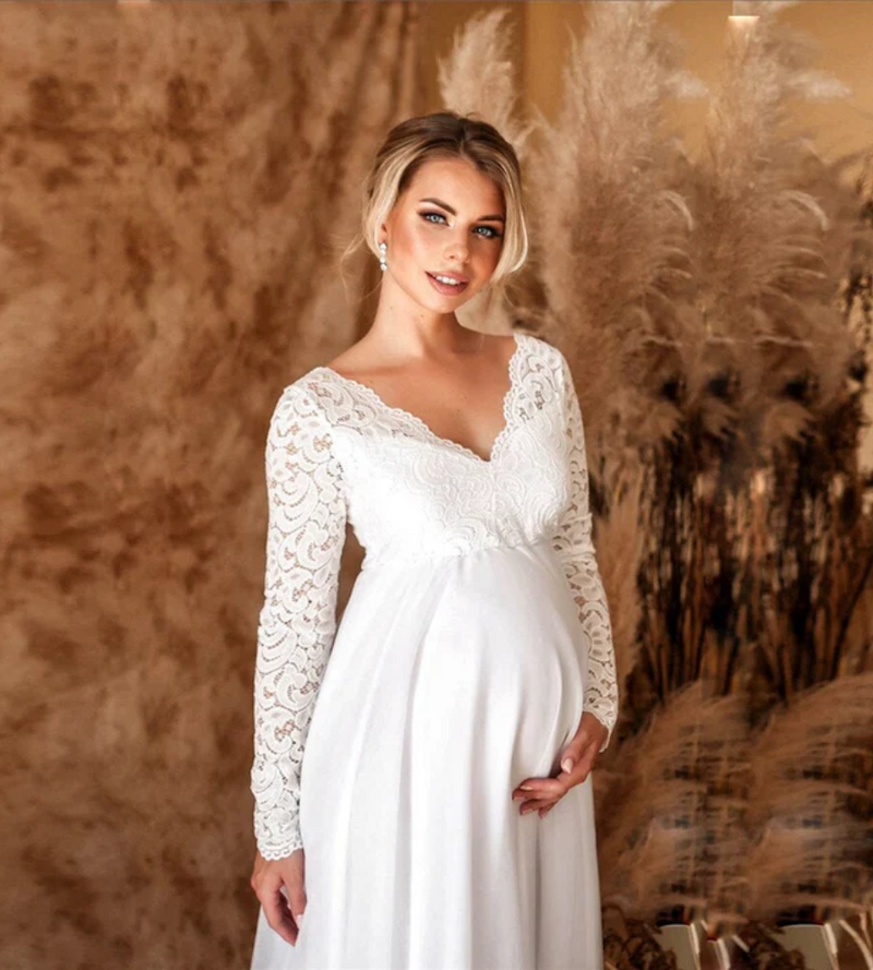 Clara – Weißes Maxi Umstandskleid für Damen mit stilvoller Passform