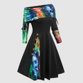 Benita - Modisches langärmeliges Kleid mit Kordelzug und modischem Muster